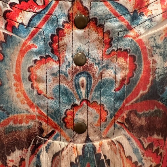 Energie Boho Y2K  Ruffled Babydoll Blouse  Sz Large Colorful Flowy Feminine Fall - Picture 3 of 7